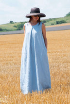 linen dress #light-blue