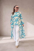 blue linen top floral
