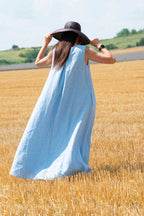 linen dress #light-blue