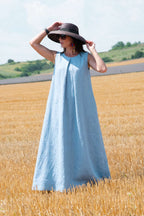 linen dress #light-blue